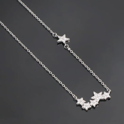 Delicate Women 24K Gold Plated Zircon Angel Wing Chain Pendant Necklace