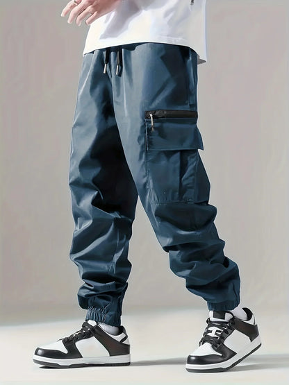 Men's Cargo Pants, Thin Trousers, Comfortable and Breathable, Outdoor Casual, Wearable, Running, Cycling, Multi-pocket 004