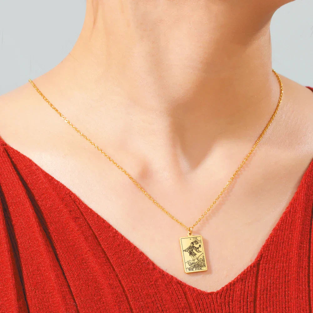 Tarot Cards Necklace Women Stainless Steel Necklace Wealth Amulet Classic Tarot Major Arcana Divination Charm Jewelry