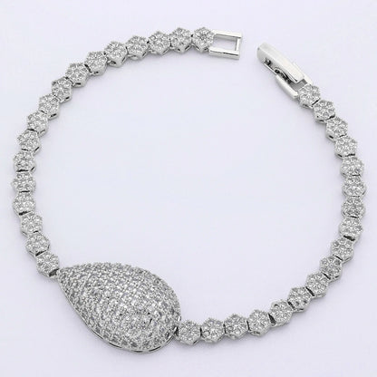 2024 New 4-piece Cubic Zirconia Women's Jewelry Necklace Earrings Bracelet Rings Bridal Wedding Jewelry Set