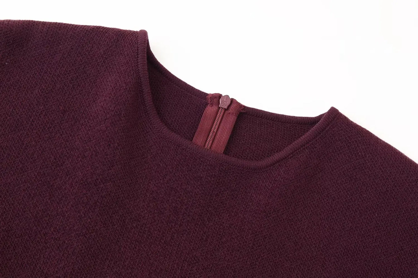 Women Elegant Half Sleeves O-Collar Pleated Dress Spring Woman Rear Zipper Splicing Vintage Casual Knitted Long Dress
