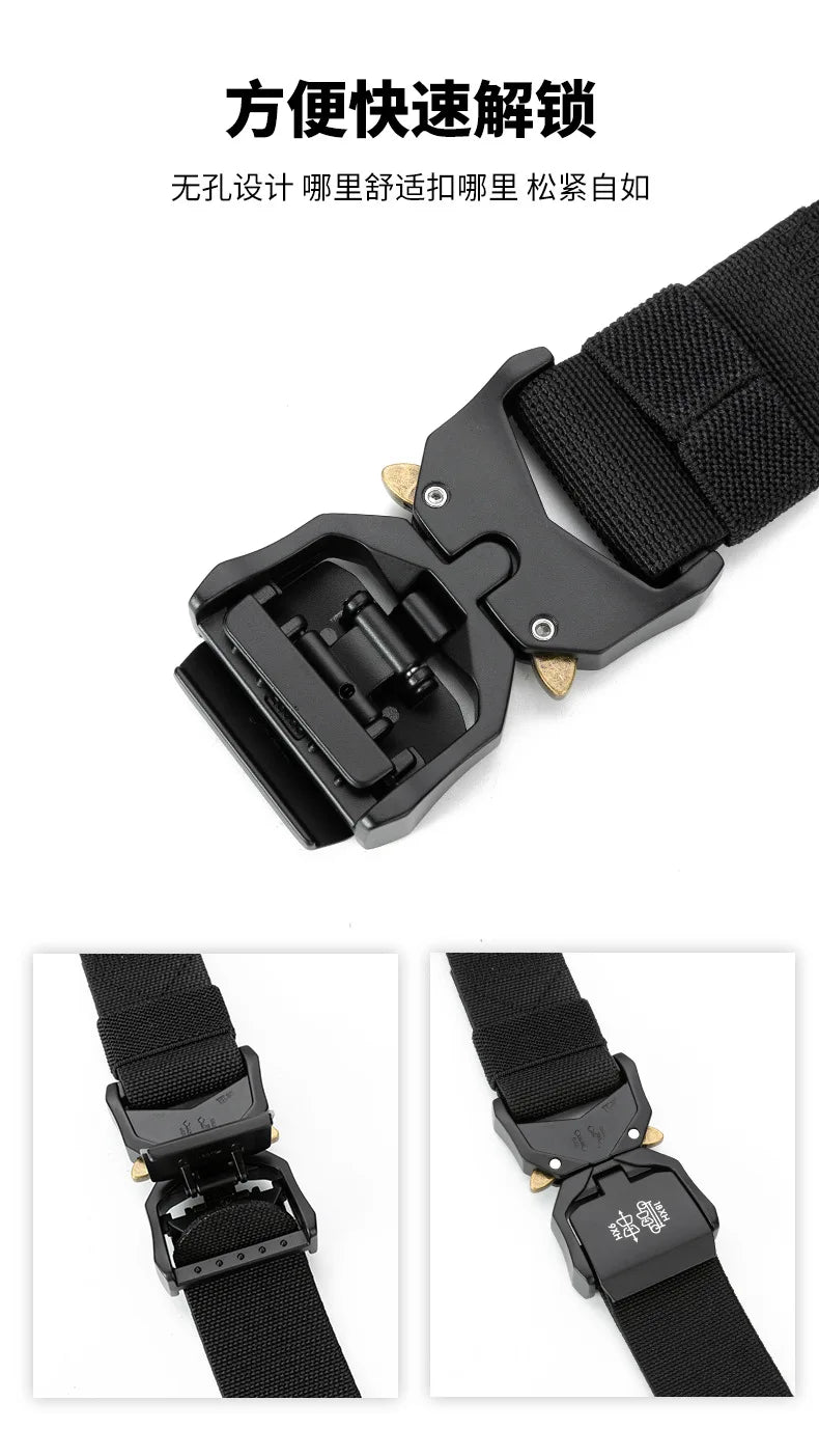 New Outdoors Belt Buckle Quick Release Elastic Belt Casual Tooling Training Belt Men's Trousers Belt