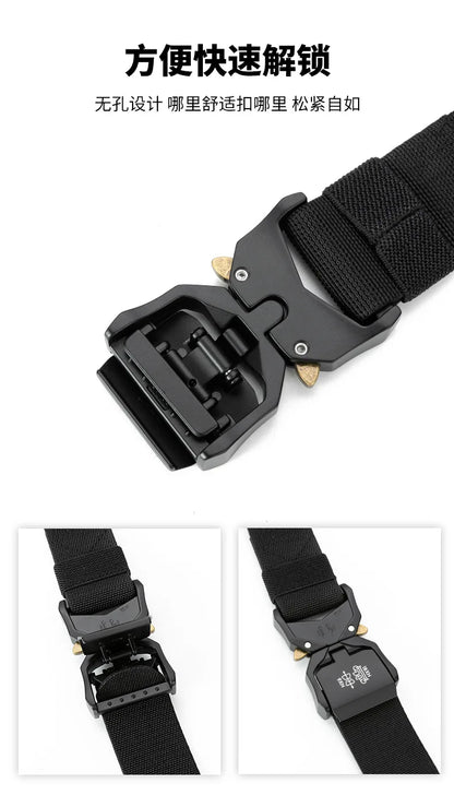 New Outdoors Belt Buckle Quick Release Elastic Belt Casual Tooling Training Belt Men's Trousers Belt