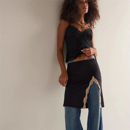 Elegant Satin Embroidery Pencil Skirts Summer Sexy High Waist Split Mini Skirts For Women Fashion Slim Skirt Female