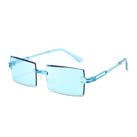 20 Pcs Per Set Rimless Rectangle Sunglasses Fashion Gradient Ocean Lenses Shades Ins Trendy Beach Vacation Sun Glasses