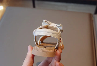 Baby Girls Leather Sandals Princess Sweet Kids Beach Sandals Summer New Children Toddlers Bow Sandals Embroidery Fruit Fashion
