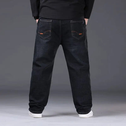 Mens Large Size Black Jeans 10XL Oversize High Waist Loose Trousers Husband Plus Size Loose Denim Trousers Blue Male Denim Pants