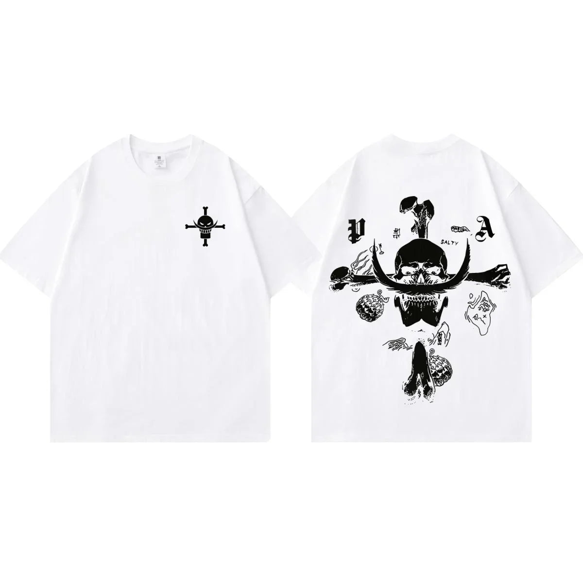 White Beard Printed Short Sleeve T-Shirt Men's and Women's 2025 Summer Fashion Casual Cotton Top