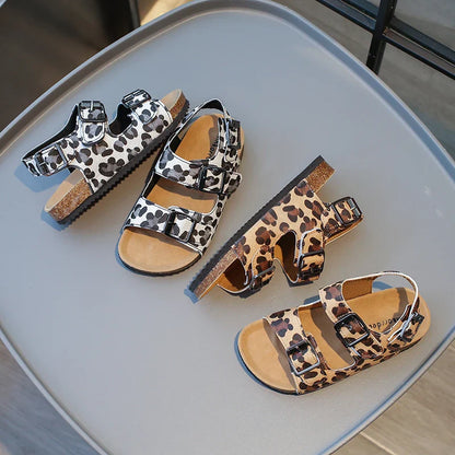 Summer Printed Slippers for Boys and Girls Vacation Travel Beach Adjustable Double-button Sandals Pillow Platform Home Slippers