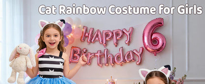 2026 Summer New Kids Girls Puffy Princess Dress Cat Striped Tutu Dress Children Birthday Party Gabby Dollhouse Cosplay Costume