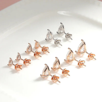 0.5CT 1CT Pear Cut Certified Moissanite Stud Earrings for Women 100% 925 Sterling Silver Plated 18k Gold Wedding Jewelry