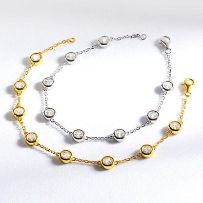 4mm Classic Bubble Moissanite Bracelet for Women 8 Stones Sparkling Lab Diamond Tennis Bracelet 925 Sterling Silver