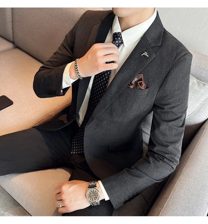 Terno Masculino Casual de Escritório Noivo Casamento Blazer Calça Social