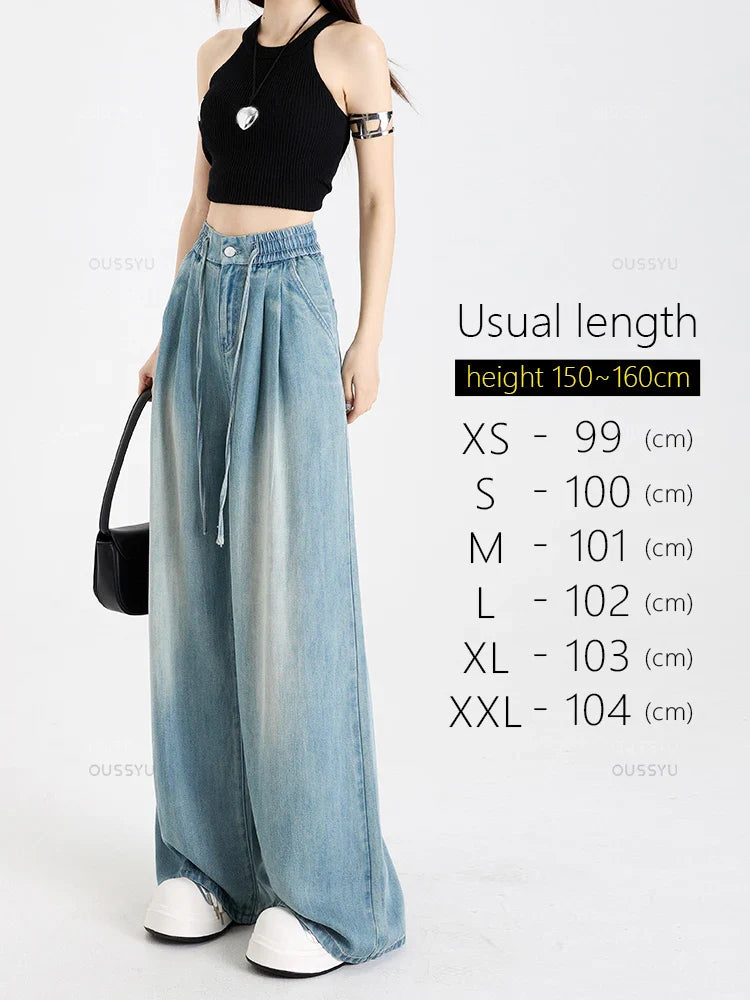Loose Wide Leg Elastic Waist Pants Fashion Casual Trousers