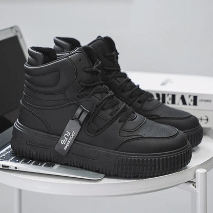 Novos Tênis Masculinos da Moda Confortáveis Macios Antiderrapantes Sola Resistente ao Desgaste Sapatos Casuais Masculinos Botas de Tornozelo Skate de Inverno Preppy