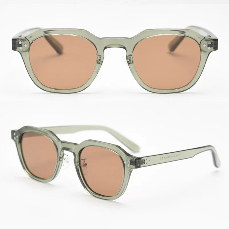 retro sun glasses for women TR90 frame polygon polarized sunglasses uv400 male green brown 2023 summer