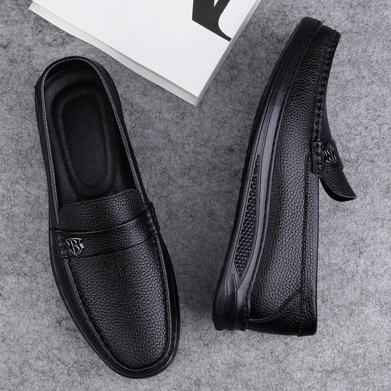 Genuine Leather Casual Shoes Men Handmade Slip on Platform Walking Shoes Outdoor Footwear Driving Loafers Breathable Sneakers