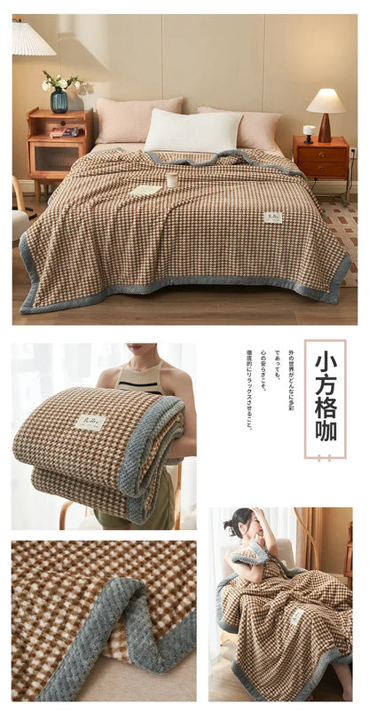 Knit Blanket Throw Soft Chenille Yarn Knitted Blanket Machine Washable Crochet Handmade Knit Throw Blanket for Couch Bed