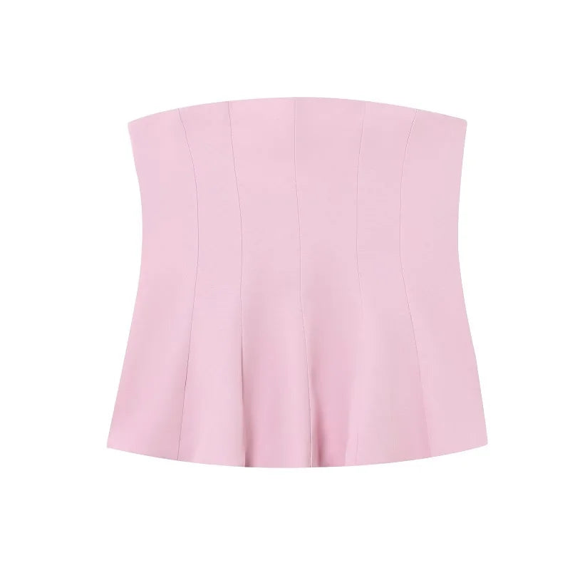 Off Shoulder Crop Top Woman Sexy Backless Corset Top Female White Pink Bustier Tops Woman 2025 Camisole Tube Tops Women