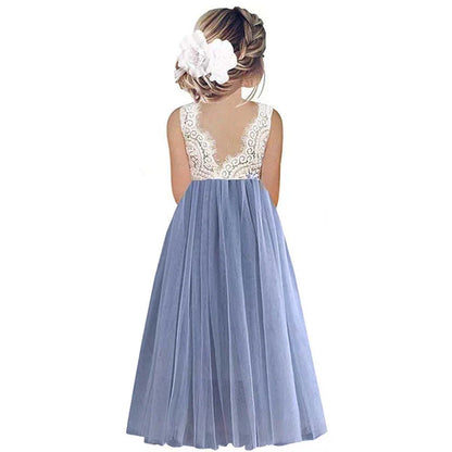 Vestido de Dama de Honra para Bebê Crianças Verão Princesa Festa Renda Casamento Aniversário Vestidos Roupa Infantil 2 4 6 8 10 12 14