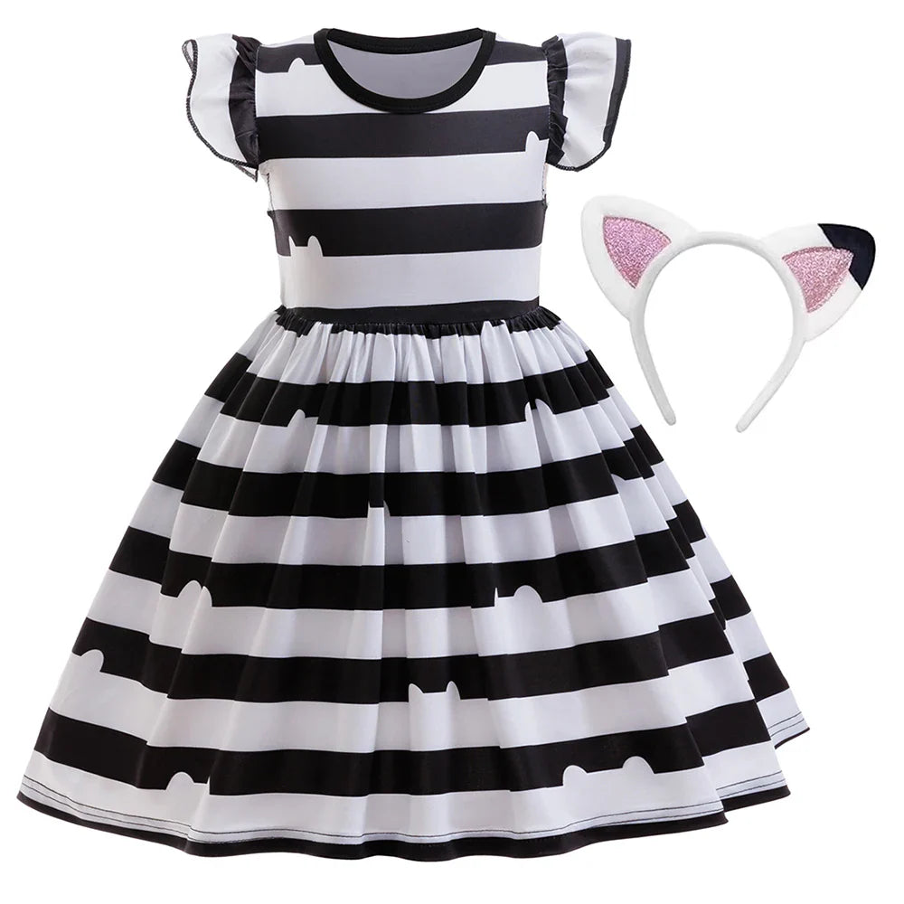 Vestido Estampado Floral Para Meninas Gabby Dollhouse Vestidos de Festa de Casamento e Tiara Vestido de Princesa Infantil Roupa de Menina