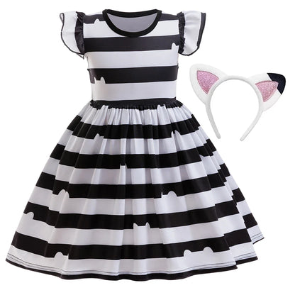 Vestido Estampado Floral Para Meninas Gabby Dollhouse Vestidos de Festa de Casamento e Tiara Vestido de Princesa Infantil Roupa de Menina