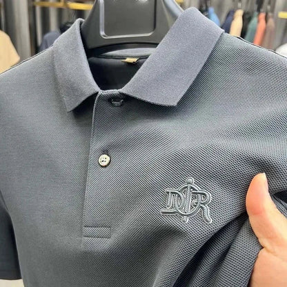 Designer brand 100%cotton short sleeve polo shirt summer trend letter embossed lapel top casual golf T-shirt business men's wear