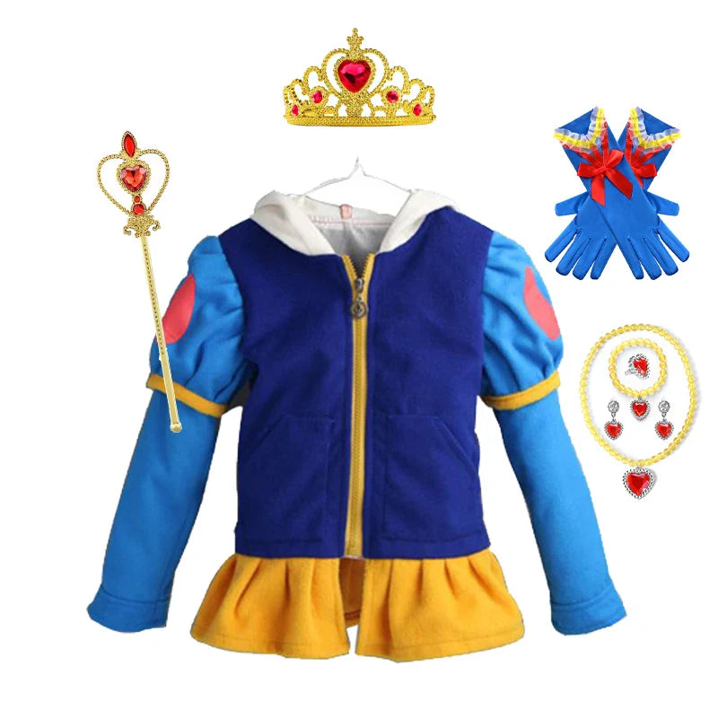 Jaquetas Infantis com Capuz Para Meninas Primavera Infantil Desenho Animado Branca de Neve Algodão Casacos Externos Roupas Casuais Infantis Roupa de Menina