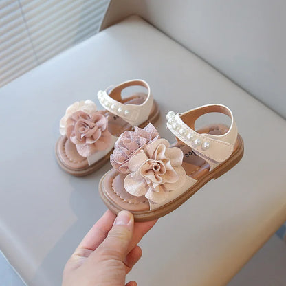 Korean Style Summer Sandals for Girls Flowers in Full Bloom Children's Beach Shoes Flexible Soft-sole Kid's Girl Sandals I060683