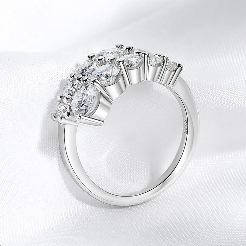 10 Gems Full Moissanite Rings for Women Sparkling Flawless Lab Created Diamond Wedding Band S925 Sterling Silver Jewelry