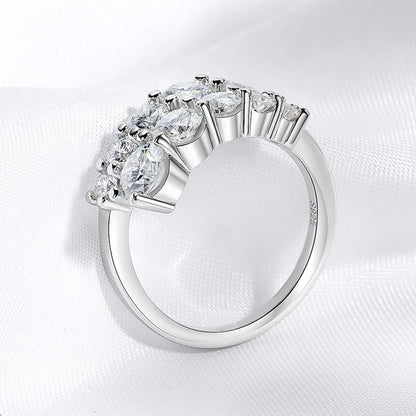 10 Gems Full Moissanite Rings for Women Sparkling Flawless Lab Created Diamond Wedding Band S925 Sterling Silver Jewelry