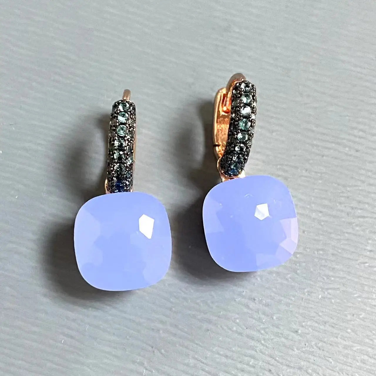 Classic Nudo Earrings Inlay Blue Topaz Zircon With Black Gun Plated Brown Crystal Earrings Fashion Jewelry Gift For Women