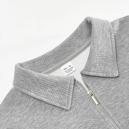 24 cross-border popular autumn long-sleeved lapel zipper men's loose casual top polo shirt