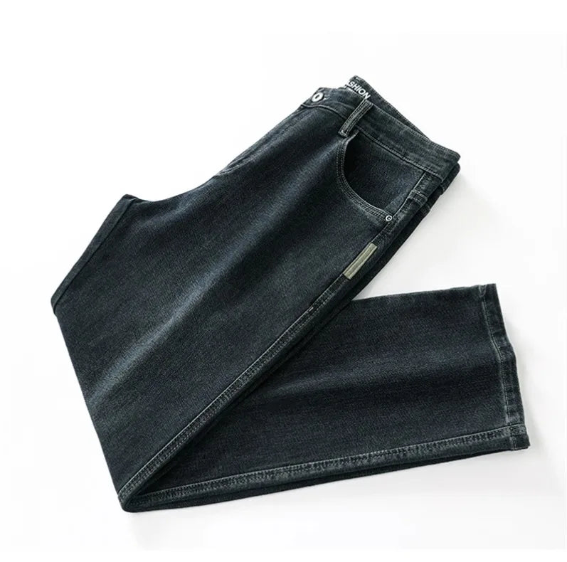 2025 New Spring and Autumn Men's Jeans, Loose, Comfortable, Straight, Business Casual, Versatile Wide-leg Business Trousers