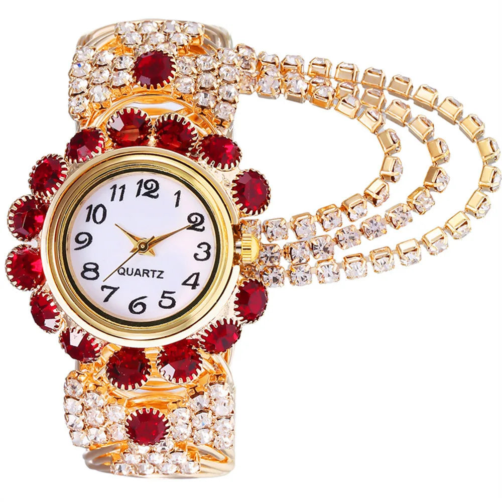 Women Shine Bracelet Watch Luxury Elegant Rose Gold Stainless Steel Wristwatch Ladies Rhinestone Clock Montre Femme Relojs saati