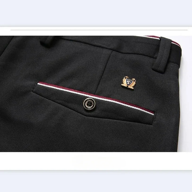 Casual Suit Pants Stretch Men's Dress Pants Black Navy Blue Suit Pants Straight Slim-Fit Business Formal Trousers Plus Size 40