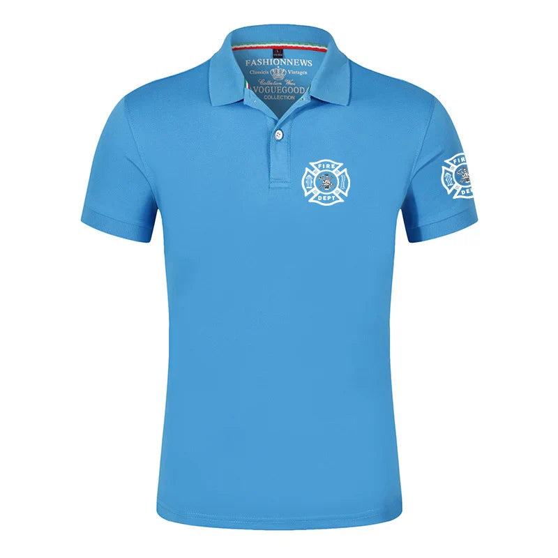 Firefighter Rescue Team Printing Fashion 2023 New Men's Summer Solid Color Short Sleeves Comfortable T-Shirts Polo Shirt Tops