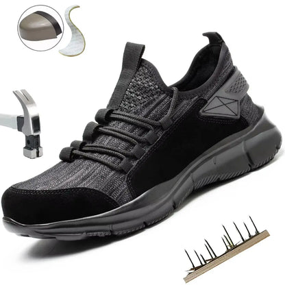 Work Sneakers Men Safety Shoes Construction Steel Toe Work Shoes  Lightweight Safety Boots Anti-Puncture Working Sneakers Kevlar