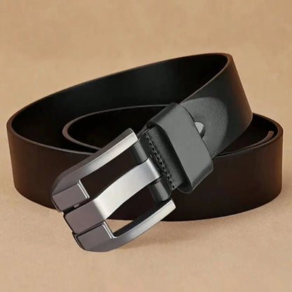 New Classic Luxury Vintage Men's Leather Belt - Black PU Material with Square Alloy Buckle - Perfect for Casual or Business Wear