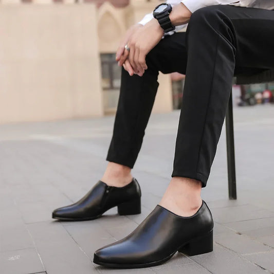 Men’s Leather Pointed Toe Shoes – Formal Slip-On Dress Footwear, Black/Brown, Sizes 40–48