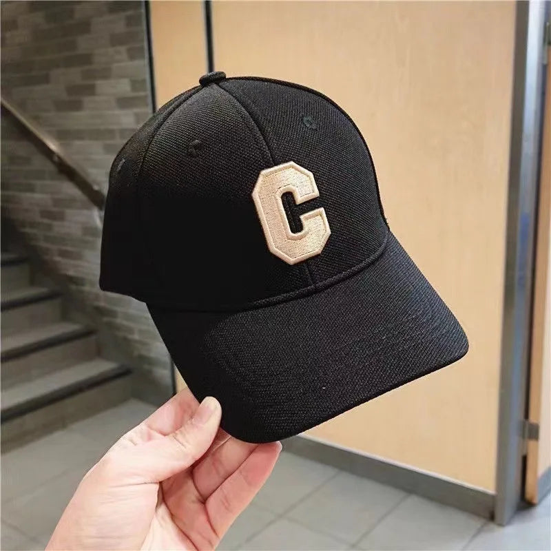 Hats for Men C Letter Embroidered Baseball Cap Kpop Fashion Couple Snapback Cap