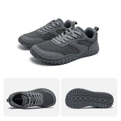 Minimalist Wide Toe Shoes Mens Womens Artificial Leather Running Sneakers Lace Up Lightweight Breathable Walking Shoes