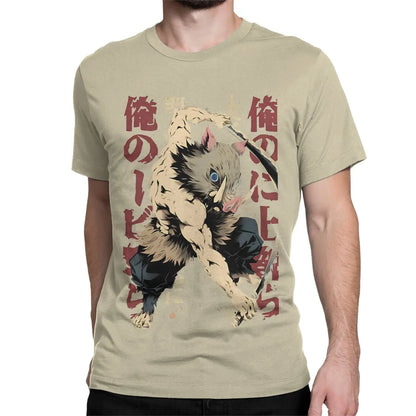Inosuke Demon Slayers Men Women T Shirt Japanese Anime Nezuko Casual Tees Short Sleeve O Neck T-Shirts Pure Cotton 6XL Clothes
