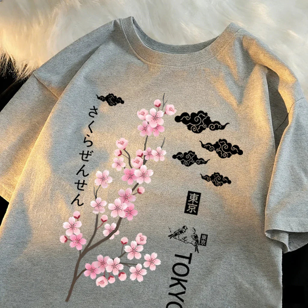 You Can Enjoy Cherry Blossoms From Tokyo T Shirt Men Summer Casual Top Soft Unisex Clothes Loose Cotton Male Colour Short Sleeve