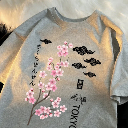 You Can Enjoy Cherry Blossoms From Tokyo T Shirt Men Summer Casual Top Soft Unisex Clothes Loose Cotton Male Colour Short Sleeve