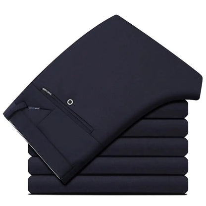 Slim Fit Mens Trousers 4-Way Stretch, Wrinkle Free Formal Office Pants, Breathable Thin Dress Pants for Business Travel Wedding