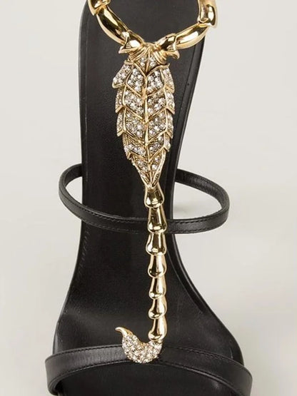 Shiny Crystal Rhinestone Gold Metal Decoration Pumps Sexy Pointed Toe Thin Heel New Arrvials Fashion Women Modern Shoes