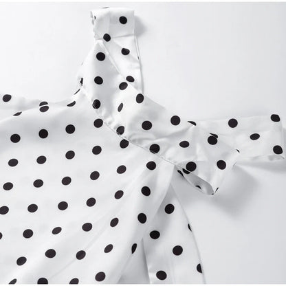 Fashion Lace Up Polka Dot Mini Dress Women Square Collar Short Sleeve Satin Party Dresses2026 Summer Lady Elegant Beach Robe New