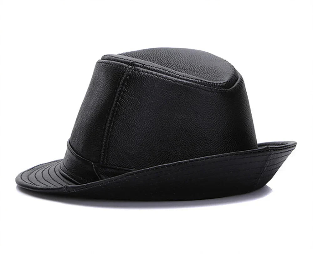 2026  Autumn Men Real Genuine Cowhide Leather Top Hats Men Fashion Caps Winter Warm New Cowboy  100% Real Cowhide Leather Hats