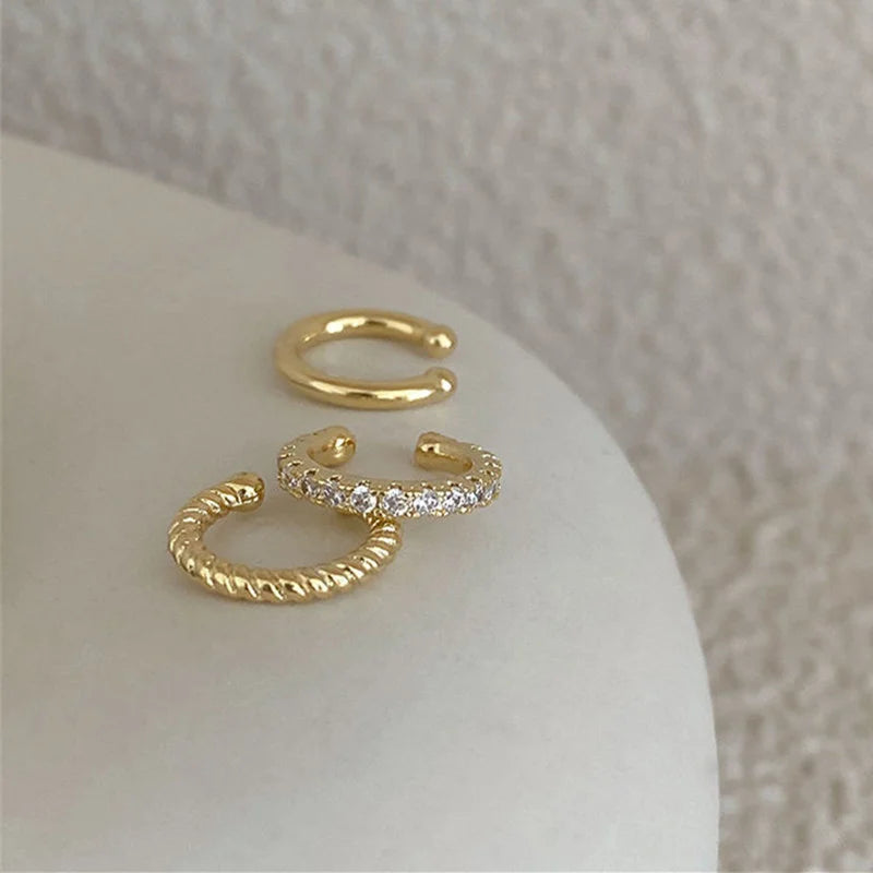 Fashion Exquisite Crystal Zerconia Ear Cuff Earrings for Woman Non Piercing Leaf Clip Earrings Christmas Jewelry Gift
